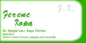 ferenc kopa business card